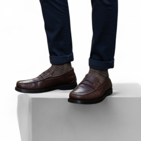 Tod's Leather Driving Penny Loafers in Rich Mahogany Brown Men's Size 38